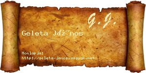 Geleta János névjegykártya